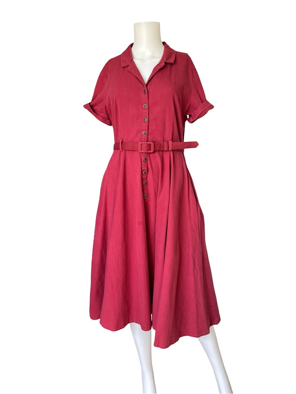 Collectif x Modcloth Retro Dress Red Fit N Flare Womens Size Small